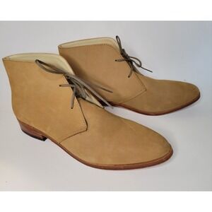 Nisolo Women's Isla Chukka Tan Beige Nubuck Boots 9.5 Leather Lace Up Ankle